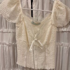 Chic White Lace Women's Blouse